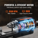 SucceBuy Mini Wood Lathe Machine 2.76in x 6.3in 24VDC 96W Machine Accessories, 7 Speed s for Woodworking Wood Drill Rotary Tool