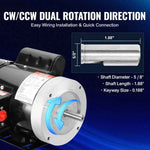 Amocart Electric Motor 1725rpm 115V/230V Air Compressor Motor Single Phase 5/8" Keyed Shaft CCW Rotation for General Equipment