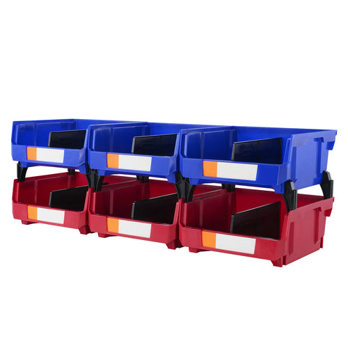 Amocart 6pcs Garage Storage Bin Hanging Stackable Wall Mounted Organizer Bin Stacking Containers for Closet Kitchen Office