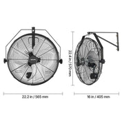 Charger l'image dans la visionneuse de galerie, Amocart Wall Mount Fan 18/20 in Wall Mounted Hanging Fan with IP44-rated Protection 3-Speed Long Airflow Distance for Industry
