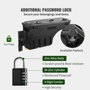 Charger l'image dans la visionneuse de galerie, Amocart Truck Bed Storage Box Lockable Lid Waterproof ABS Wheel Well Tool Box 6.6 Gal with Password Padlock Fit for Driver Side
