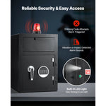 SucceBuy Drop Safe Large Capacity Front Drop Slot Safe Box with Digital Keypad Cash Depository Box with Spare Keys for Cash Bank