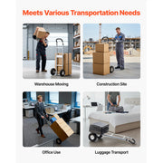 Charger l'image dans la visionneuse de galerie, Amocart 500LBS Hand Truck Dolly with Non-Slip Wheels &amp; Tie-down Strap Aluminum Alloy Portable Trolley for Moving Home Warehouse
