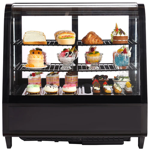 SucceBuy Refrigerated Display Case Countertop Pastry Display Case Lighting TURBO Cooling FrostFree AirCooling Rear Sliding Door