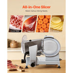SucceBuy 10" 240W Commercial Meat Slicer w/ Carbon Steel Blade Built-In Sharpener & 0-0.47" Adjustable Thickness for Frozen Meat