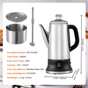Charger l'image dans la visionneuse de galerie, Amocart 12-Cup Electric Percolator Coffee Pot 304 Stainless Steel Coffee Percolator with Keep Warm Function
