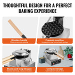 Amocart Commercial Egg Bubble Waffle Maker 1400W Non-Stick Stainless Steel Bubble Puff w/180° Rotatable 2 Pans & Wooden Handles