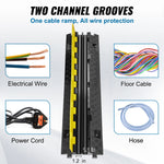 SucceBuy Cable Protector Ramp 1/3/5 PCS 2Channel Heavy Duty Wire Cord Cover Ramp with TPR Flip-Open Top Cover Traffic Speed Bump