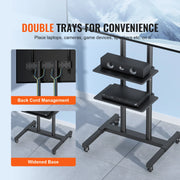 Charger l'image dans la visionneuse de galerie, Amocart Mobile TV Stand Height Adjustable TV Stand w/ Wheels Double Tray for Audio-Visual Devices Rolling TV Stand for Bedroom
