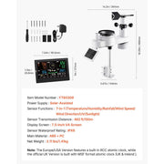 Load image into Gallery viewer, Amocart 7-in-1 Wireless Weather Station 7.5-Inch VA Display Solar Powered Sensor, Rain Gauge, Indoor&amp;Outdoor Forecast, No WiFi
