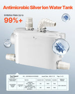 SucceBuy Macerator Pump 500W 29GPM Flow 26ft/8 m Head Wall-Hung Toilet Pump, 4 Water Inlets Waste Water Disposal Upflush Machine