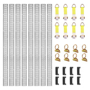 Bild in Galerie-Viewer laden, SucceBuy Universal E-Track Tie-Down Rail Kit W/ 8 Steel Rails 2 Single Slots 8 O-Rings Tie-Offs Trailer Car Securing Accessories
