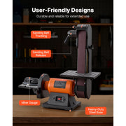 Charger l'image dans la visionneuse de galerie, Amocart 6in Disc Sander &amp; 2in x 42in Belt Sander 420W Bench Belt Disc Sanders Combo for DIY Woodworking Furniture Refinishing
