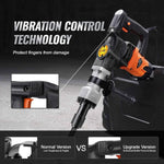 Amocart 1400W Demolition Jack Hammer Electric Jackhammer Heavy Duty 2900 BPM Concrete Breaker 2pcs Chisels Bits Chipping