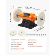 Load image into Gallery viewer, Amocart 1/2HP Bench Buffer Polisher 6-inch 3450RPM Single Speed  with 2PCS Cloth Wheels Cast Iron Base for Metal Wood Polishing
