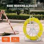 Amocart Fish Tape Fiberglass 425/492/600/656 ft Duct Rodder Fishtape Wire Puller Fishing Tools for Walls and Electrical Conduit