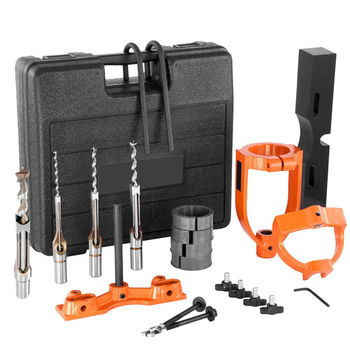 SucceBuy Mortising Attachment for Drill Press, 4 Model Drills Square Hole Chisel Set for Woodworking Mortising Tenoning Drilling