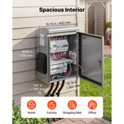 Charger l'image dans la visionneuse de galerie, Amocart Outdoor Electrical Box 20 x 16 x 8 in Stainless Steel Ventilated Electrical Enclosure with Thermostat and Fan, Rain Hood, Hinge Connection, Wall/Pole Mounted
