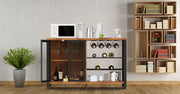Bild in Galerie-Viewer laden, Amocart 47/55inch Industrial Bar Cabinet Wine Bar Cabinet Table with Wine Rack &amp; Glass Holder for Dining Living Room Rustic Oak
