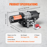 Charger l'image dans la visionneuse de galerie, SucceBuy 4500lbs ATV/UTV Electric Winch Nylon/Steel Rope Winch with Wireless/Wired Remote for Truck Car Towing Jeep Off-Road SUV
