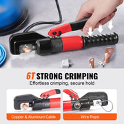 Bild in Galerie-Viewer laden, SucceBuy AWG12-2/0 Crimping Tool Copper And Aluminum Terminal Battery Lug Hydraulic Crimper,with a Cutting Pliers, Gloves
