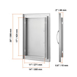 Amocart BBQ Access Door Stainless Steel Flush Mount Door Wall Vertical Door w/ Recessed Handle Grilling Station Outside Cabinet