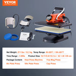 SucceBuy 5/6 in 1Heat Press Machine 12 x 15inches Fast Heating 360 Swing Away Digital Sublimation Transfer T-Shirt Vinyl Printer