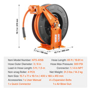 Bild in Galerie-Viewer laden, Amocart Retractable Air Hose Reel 50FT Rubber Air Compressor Hose Reel Auto-Rewind W/ 5FT in Ceiling Wall-Mounted Air Hose
