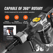 Charger l'image dans la visionneuse de galerie, Amocart Electric Heavy Demolition Jack Hammer 1400W 2pcs Chisels Bits Chipping with Case 2900 BPM Concrete Breaker Gloves Black
