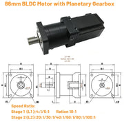 Load image into Gallery viewer, DC48V BLDC Nema34 86mm 350W-800W Brushless Motor Gearbox Kit 220VAC/310VDC Worm Gear Gearbox 3000RPM
