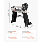 Charger l'image dans la visionneuse de galerie, Amocart 4 in x 6 in Metal Horizontal Band Saw Rectangular Cutting Capacity with 550W Motor, Variable Speed, for Metal Wood Work

