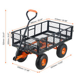 SucceBuy Garden Cart Sturdy Metal Utility Wagon with Cart Wheelbarrow Simple Assembly Versatile Dump with 400/880lbs Capacity