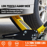 Charger l'image dans la visionneuse de galerie, Amocart Car Jack 1.5-3T Floor Jack Aluminum&amp;Steel Racing Jack W/ Single Pistons Quick Lift Pump Tire Change Lifting Repair Tool
