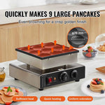 Amocart Dutch Pancake Maker 9PCS Diameter Dorayaki Baker Machine Commercial Electric Poffertjes Grill Non-stick Stainless Steel