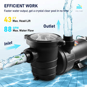 Charger l'image dans la visionneuse de galerie, Amocart Swimming Pool Pump 1.5HP / 2.0HP Single Speed Pumps for Above Ground Pool with Strainer Filter Basket ETL Certification
