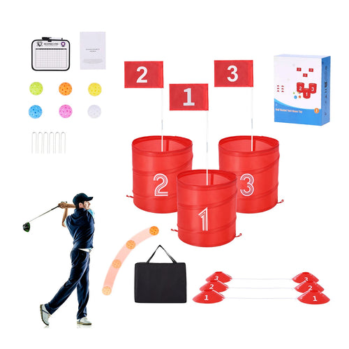 Amocart 3/6/9 Hole Kids Backyard Golf Game Portable Bucket Golf Course Practice Chipping Games for Family Outdoor Sports Toys