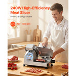 SucceBuy 10" 240W Commercial Meat Slicer w/ Carbon Steel Blade Built-In Sharpener & 0-0.47" Adjustable Thickness for Frozen Meat