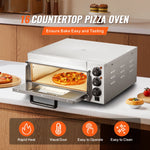 SucceBuy Commercial Pizza Oven Countertop Single Deck Layer Stainless Steel Electric Pizza Oven with Stone Handle Pizza Maker