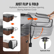 Bild in Galerie-Viewer laden, Amocart Hot Tub Cover Lift Spa Cover Lift, Hydraulic Height 33.1" - 41.3" Width 53.1" - 92.5" Adjustable Installed Underneath
