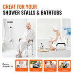 SucceBuy Shower Chair with Back Adjustable Height for Bathtub Non-slip Bathroom Bench Seat for Elderly Disabled 350 LBS Capacity