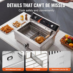 Amocart Commercial Deep Fryer 3000W Electric Turkey Fryer with Basket 30.6Qt Single Tank Countertop Stainless Steel Deep Fryers