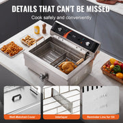Load image into Gallery viewer, Amocart Commercial Deep Fryer 3000W Electric Turkey Fryer with Basket 30.6Qt Single Tank Countertop Stainless Steel Deep Fryers
