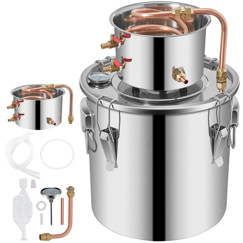 3 Gal Alcohol Distiller Moonshine Still Stainless Copper DIY Home Brew Water Wine Essential Oil Brewing Kit