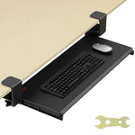 Amocart 26.8in Under Desk Keyboard Tray Slide in/out Ergonomic Universal Keyboard Tray No-Drilling C-Clamps Easy to Install