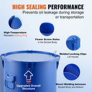 Charger l'image dans la visionneuse de galerie, Amocart 10 Gal Fryer Grease Bucket Carbon/Stainless Steel Rust-Proof Coat Transport Container Lock Clips Filter Bag for Hot Oil

