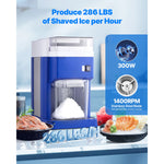 SucceBuy 1.8L Commercial Ice Shaver Machine Electric Snow Cone Machine Stainless Steel Blades Shaved Ice Maker for Dessert Home