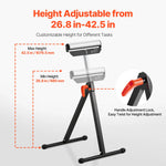 SucceBuy Roller Stand 135lbs/250lbs LBC Adjustable Height with 11.5in Polished Steel Roller Head Woodworking Extension Support