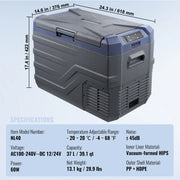 Bild in Galerie-Viewer laden, Amocart 8L to 75L Car Refrigerator Fridge Portable Icebox Single&amp;Dual Zone w/Blue Tooth Temp Adjustable for Outdoor Camping RV
