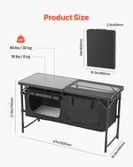 SucceBuy Camping Kitchen Table Outdoor Cooking Table Aluminum Lightweight Portable Cook Station for BBQ Party Picnic RV Travel