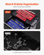 SucceBuy 6pcs/8pcs Blue+Red Magnetic Socket Organizer Set 1/4'' 3/8'' 1/2'' Metric SAE Socket Trays with Clear Labels for Tool